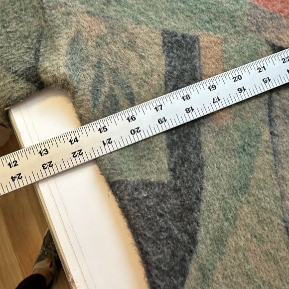 Yesno Cardigan Womens XL Oversized Wool Sweater Button Up V Neck Pockets Graphic - Picture 9 of 11